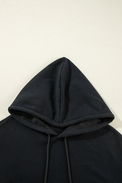 Bonbon Fleece Lined Kangaroo Pocket Drawstring Chunky Hoodie