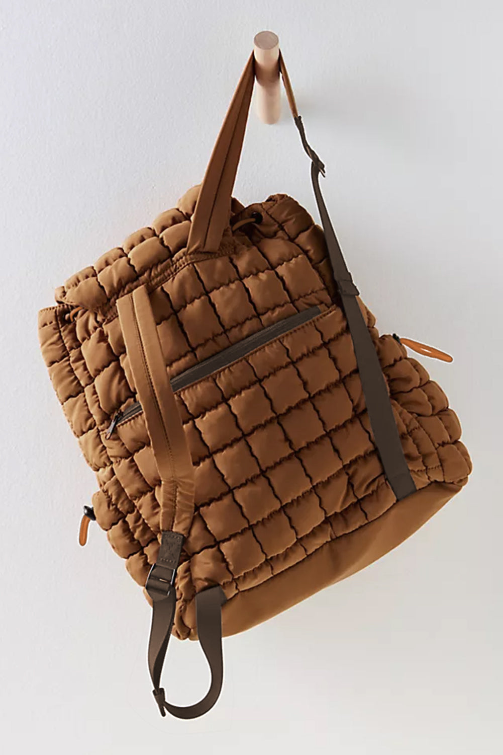 Dusk Blue Solid Flapped Quilted Puffer Backpack