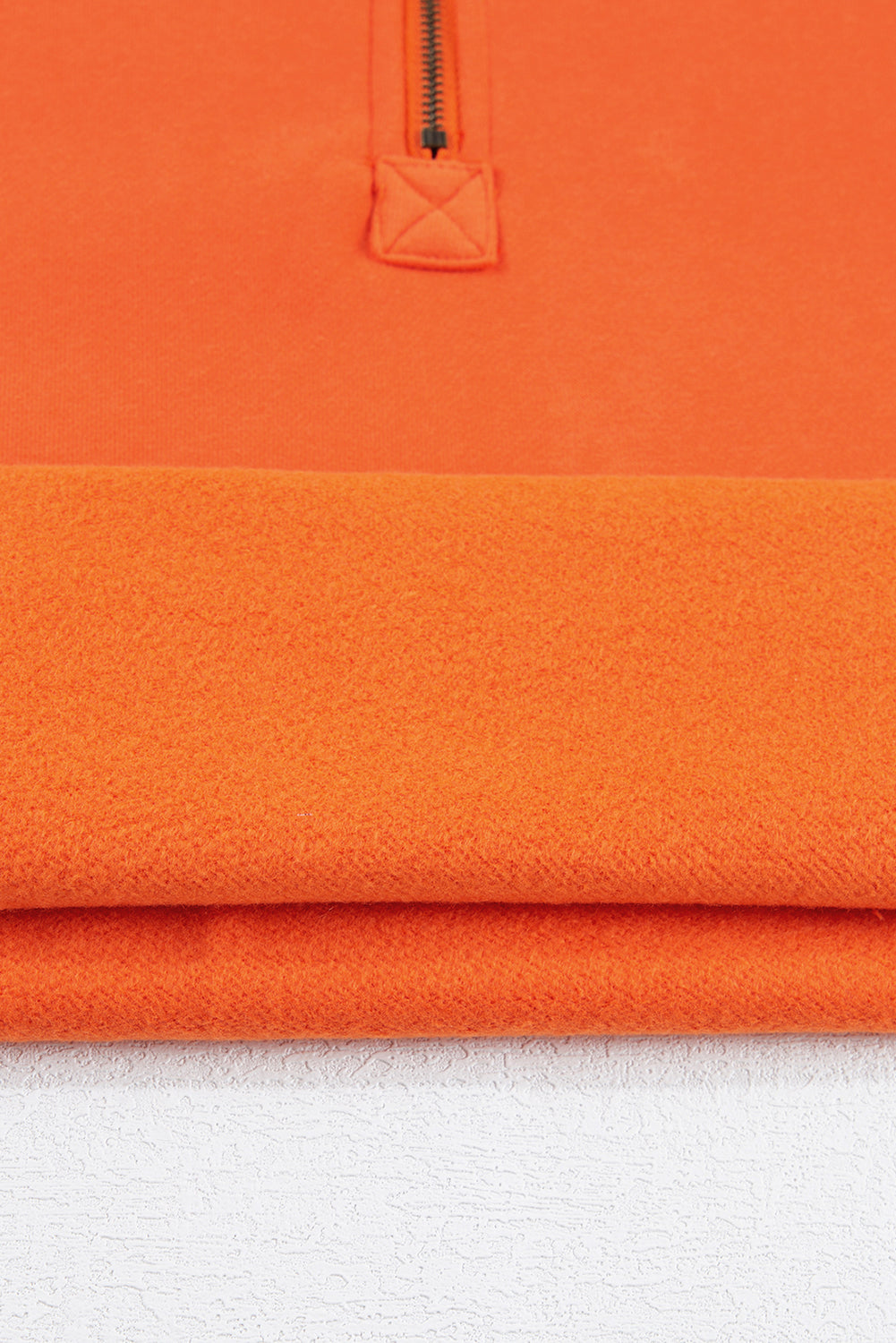 Bonbon Fleece Lined Half Zipper Kangaroo Pockets Loose Hoodie