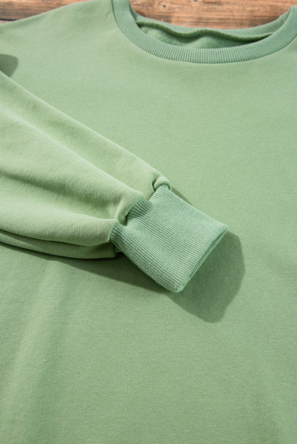 Valerian Solid Fleece Lined Drop Shoulder High Low Sweatshirt