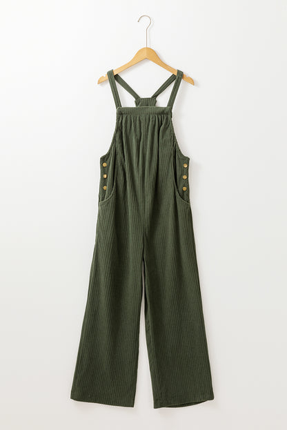 Real Teal Solid Pocketed Loose Fit Corduroy Overall