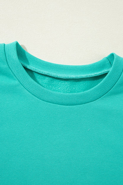 Valerian Solid Fleece Lined Drop Shoulder High Low Sweatshirt