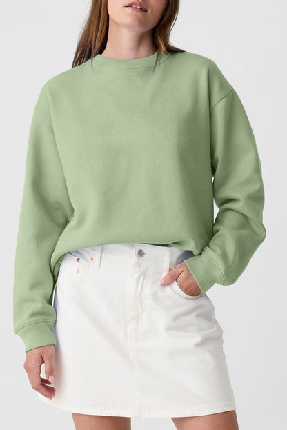Navy Blue Plain Drop Shoulder Crewneck Pullover Sweatshirt