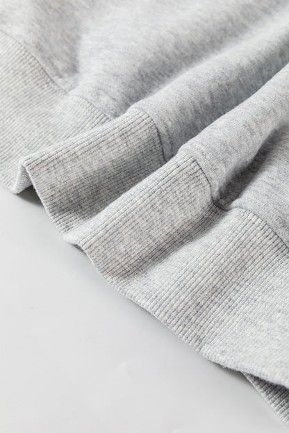 Navy Blue Plain Drop Shoulder Crewneck Pullover Sweatshirt