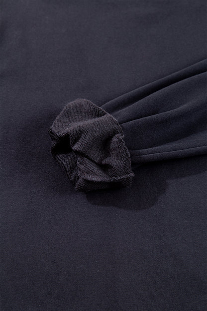 Navy Blue Plain Drop Shoulder Crewneck Pullover Sweatshirt