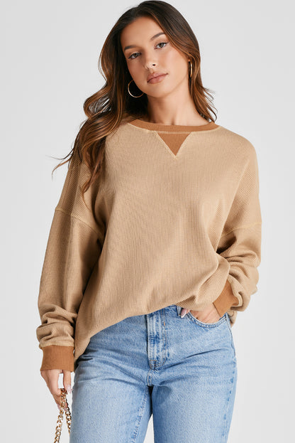 Gray Thermal Pullover Loose Sweatshirt