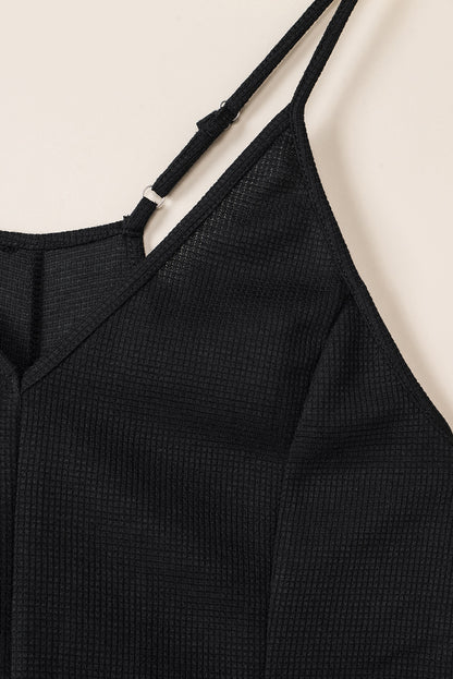 Gray Textured Sleeveless V-Neck Pocketed Casual Jumpsuit