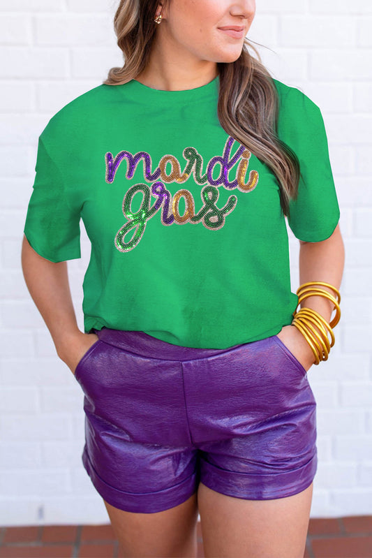 Wisteria Sequin mardi gras Graphic T Shirt