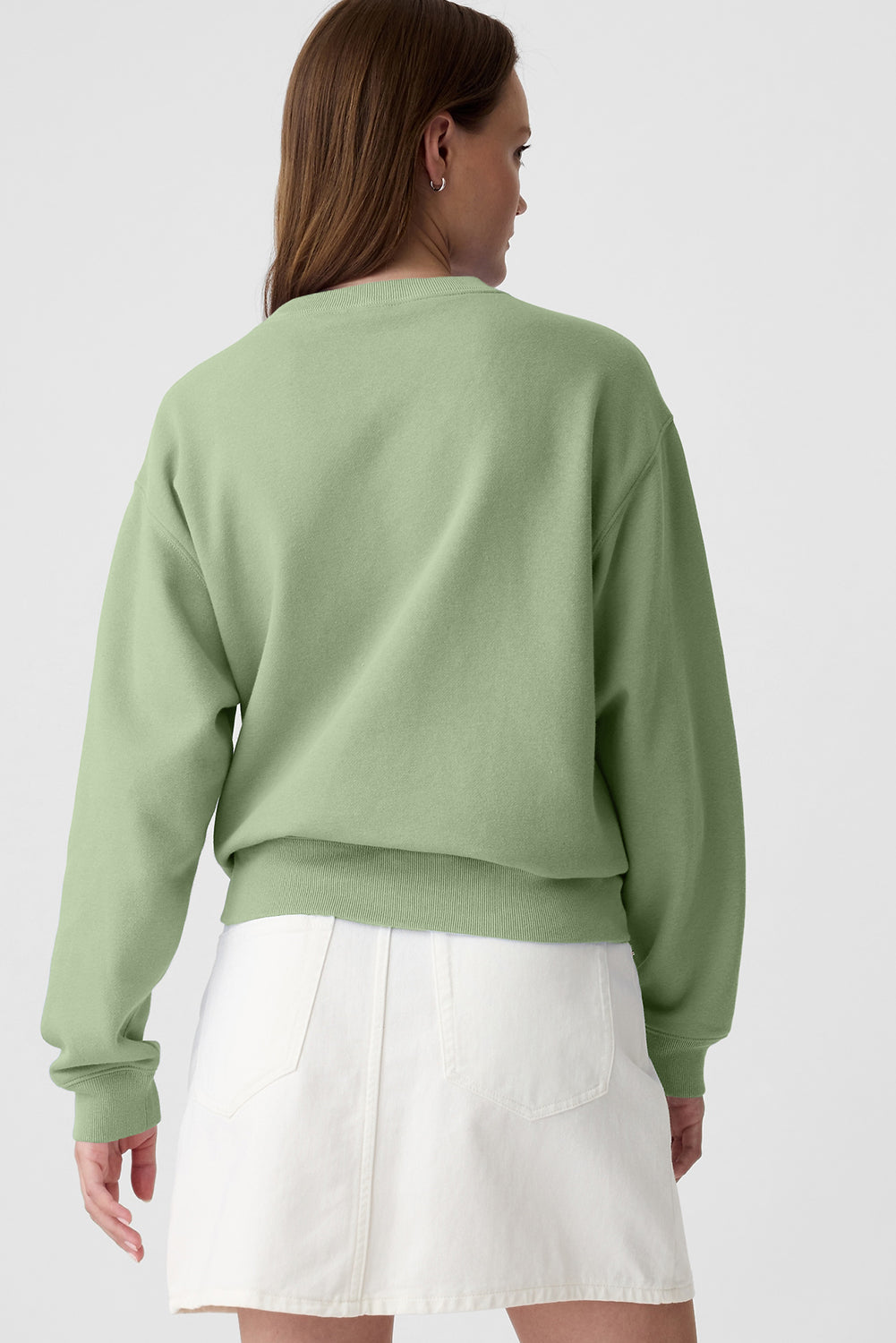 Navy Blue Plain Drop Shoulder Crewneck Pullover Sweatshirt