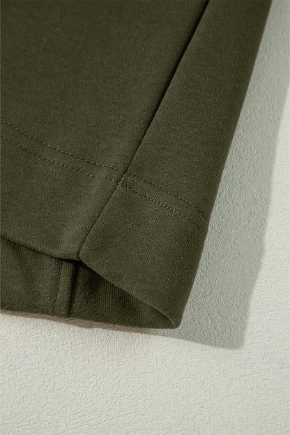Smoke Gray Zipped Neck Pullover Drop Shoulder Sweatshirt