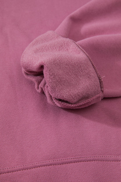 Bonbon Fleece Lined Kangaroo Pocket Drawstring Chunky Hoodie