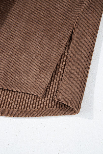 Black Corduroy Flap Pocket Button Up Shacket