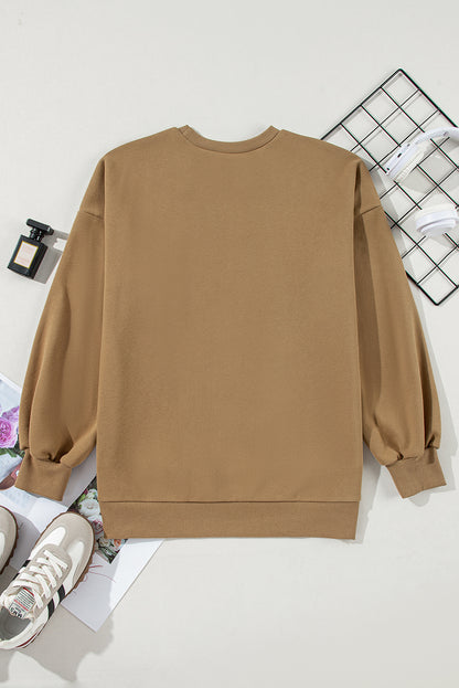 Valerian Solid Fleece Lined Drop Shoulder High Low Sweatshirt