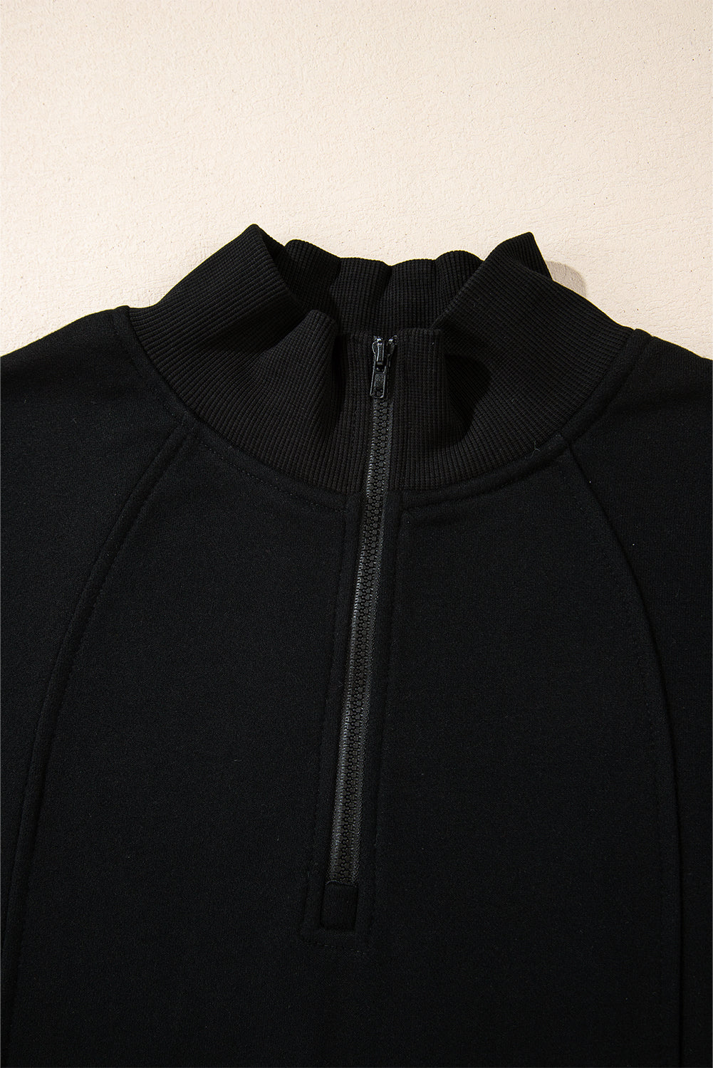 Smoke Gray Zipped Neck Pullover Drop Shoulder Sweatshirt