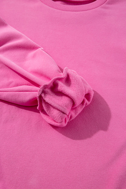 Valerian Solid Fleece Lined Drop Shoulder High Low Sweatshirt