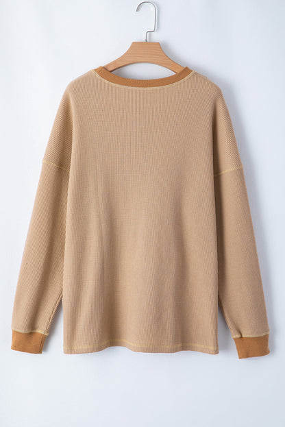 Gray Thermal Pullover Loose Sweatshirt