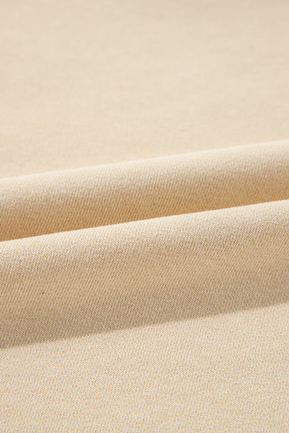 Parchment Solid O Neck High Low Hem Pullover Sweatshirt
