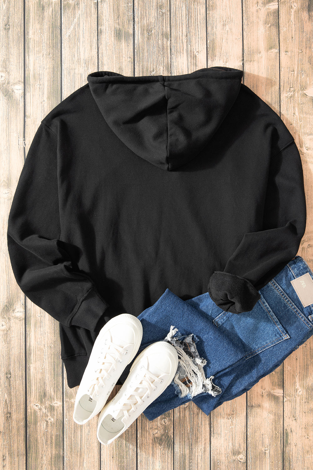 Bonbon Fleece Lined Kangaroo Pocket Drawstring Chunky Hoodie