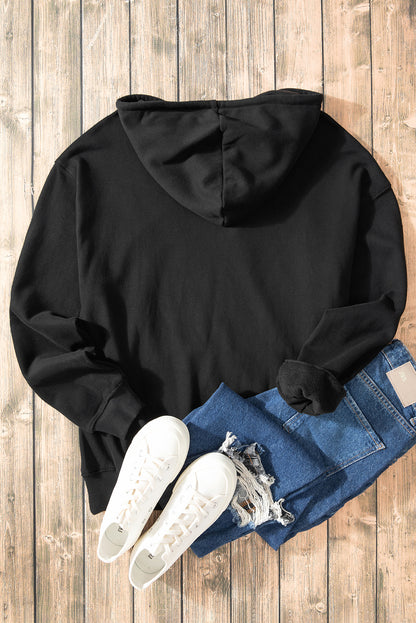 Bonbon Fleece Lined Kangaroo Pocket Drawstring Chunky Hoodie