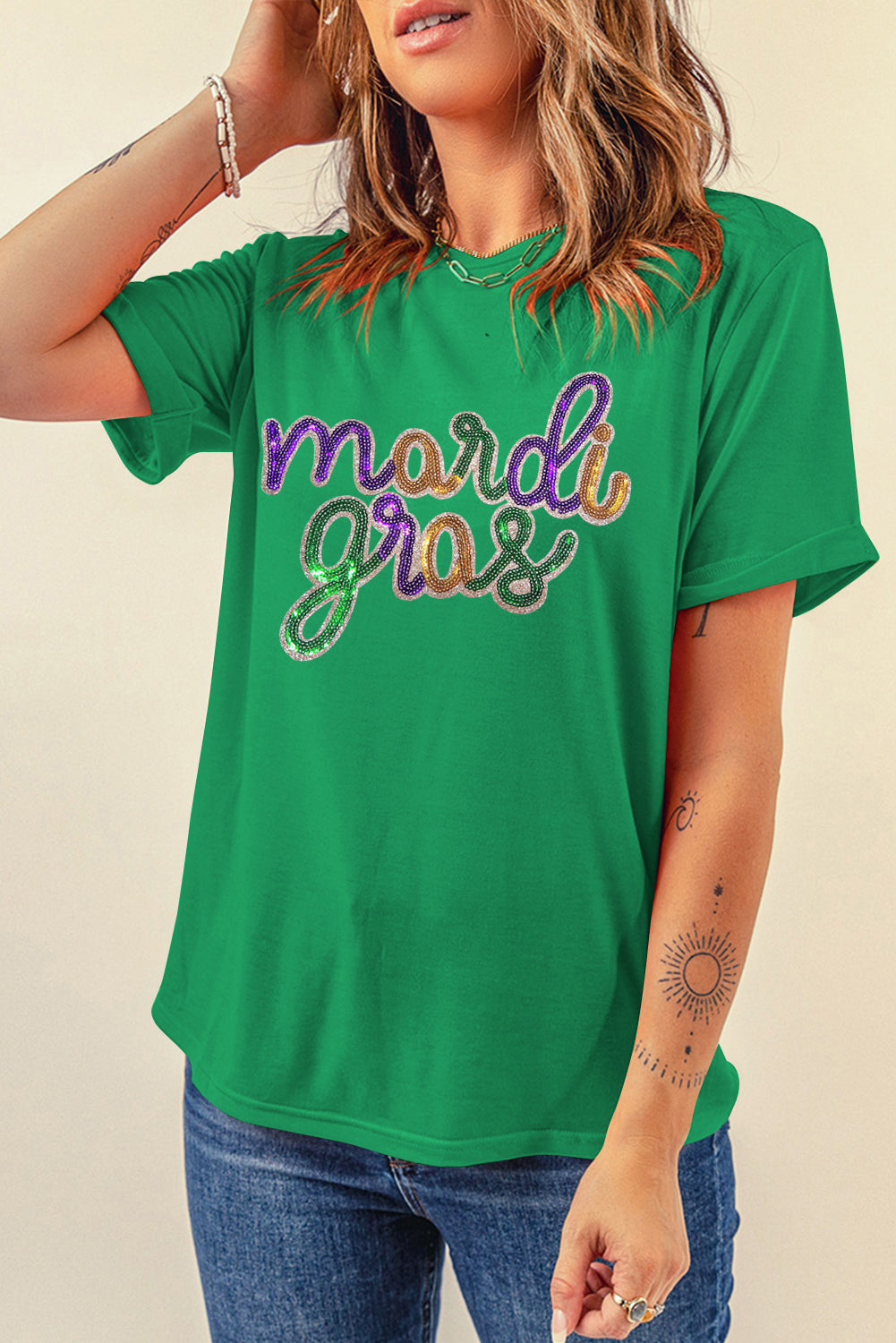 Wisteria Sequin mardi gras Graphic T Shirt