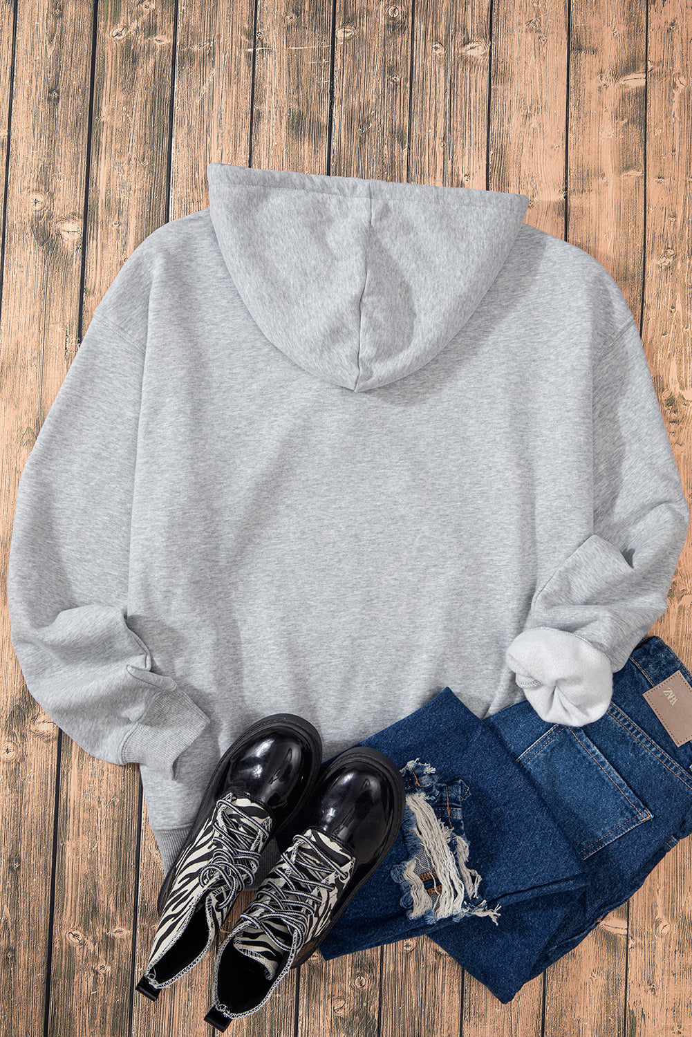 Bonbon Fleece Lined Kangaroo Pocket Drawstring Chunky Hoodie