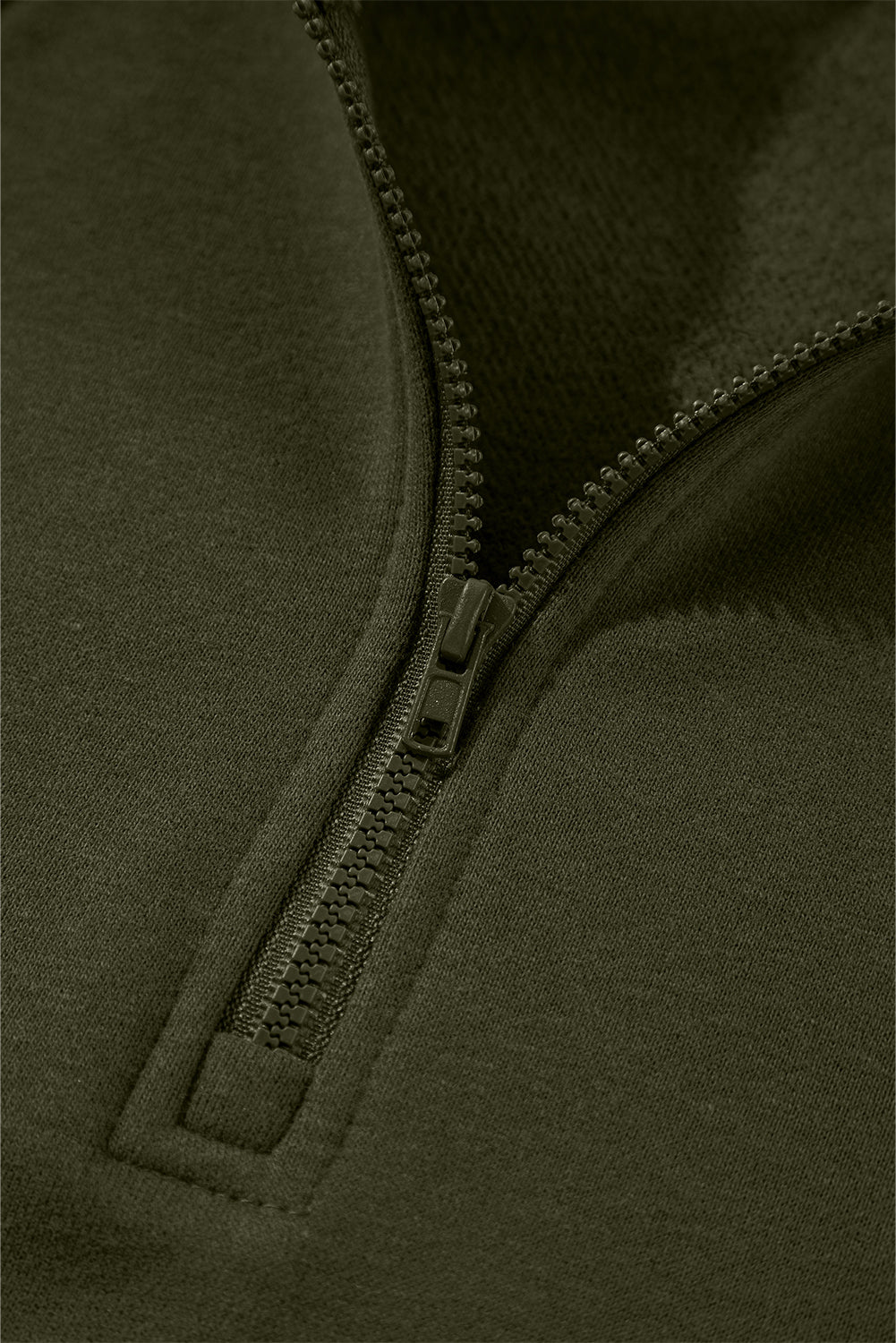 Smoke Gray Zipped Neck Pullover Drop Shoulder Sweatshirt