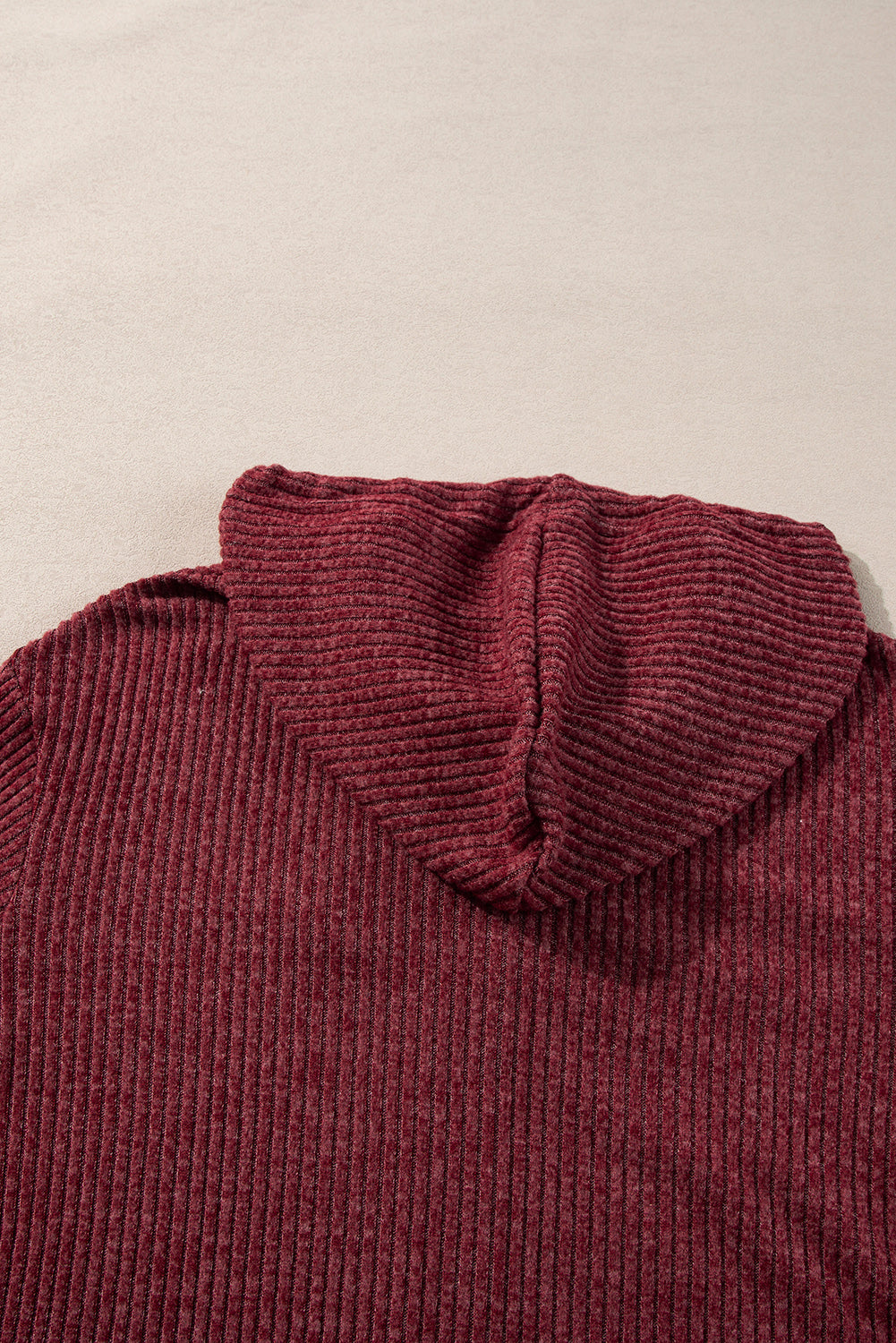 Evergreen Ribbed Zip Up Front Drawstring Hoodie