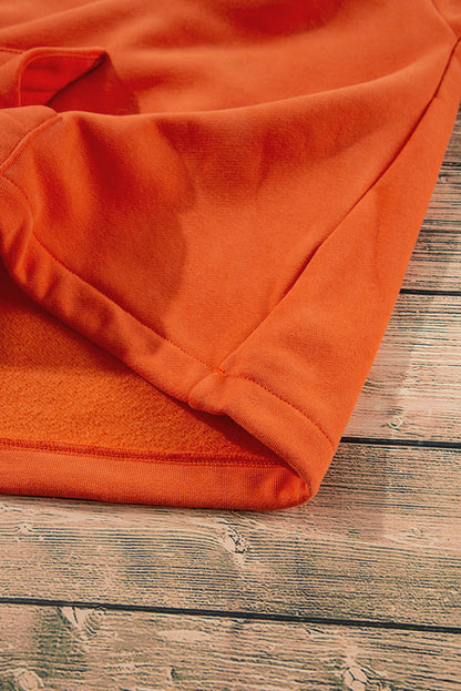 Bonbon Fleece Lined Half Zipper Kangaroo Pockets Loose Hoodie