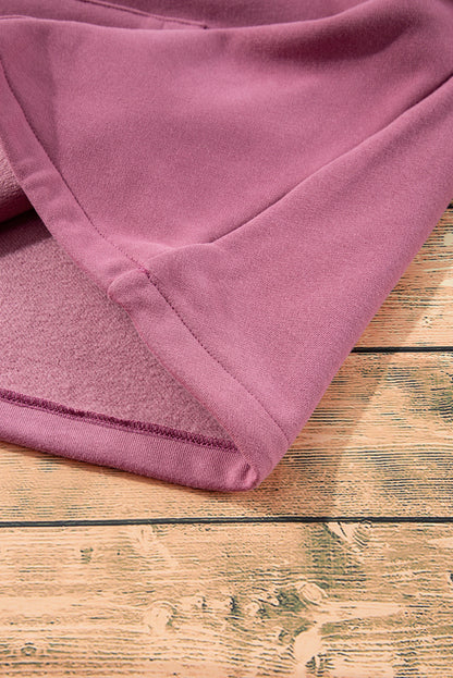 Bonbon Fleece Lined Half Zipper Kangaroo Pockets Loose Hoodie