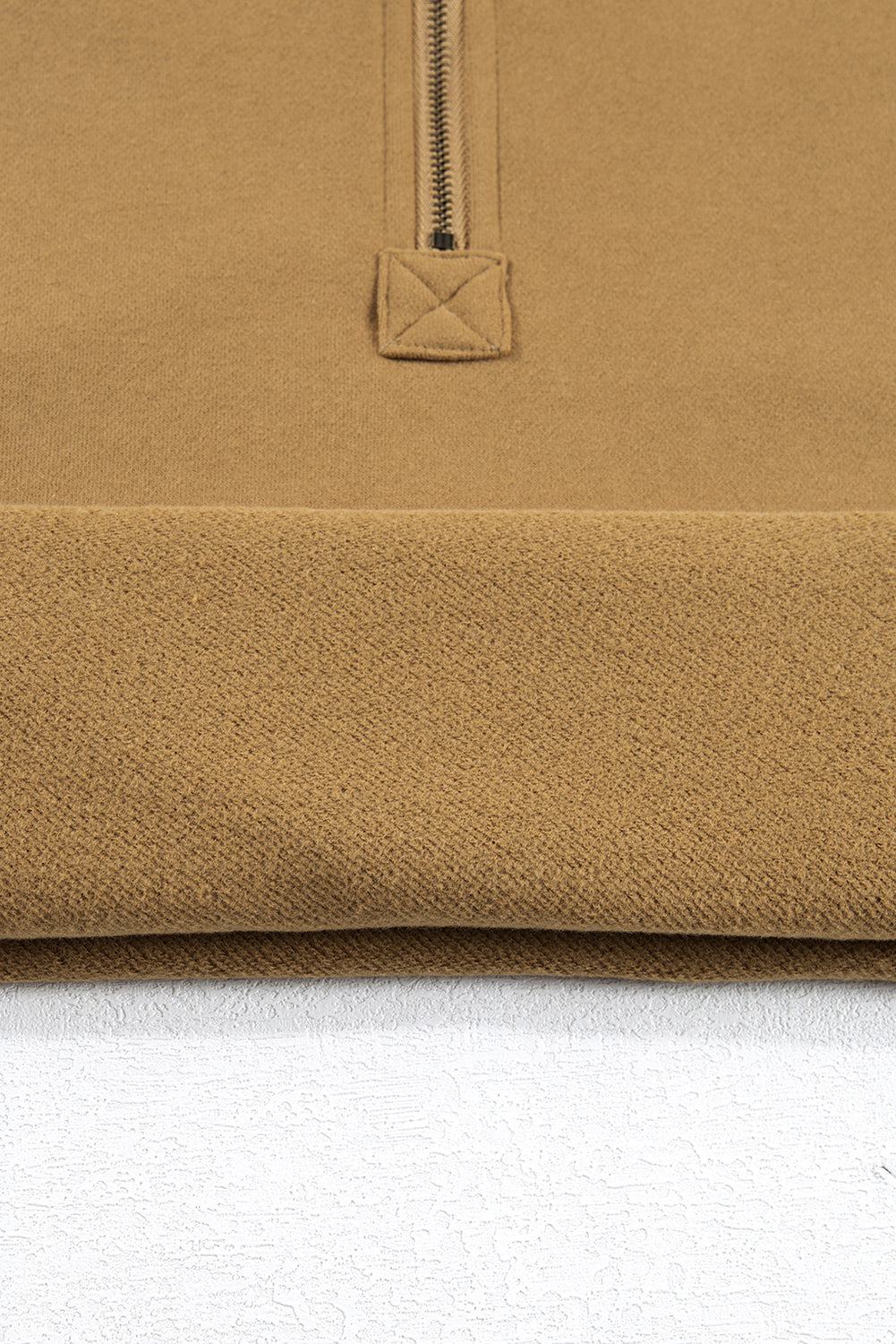Bonbon Fleece Lined Half Zipper Kangaroo Pockets Loose Hoodie