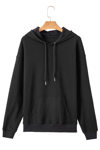 Bonbon Fleece Lined Kangaroo Pocket Drawstring Chunky Hoodie