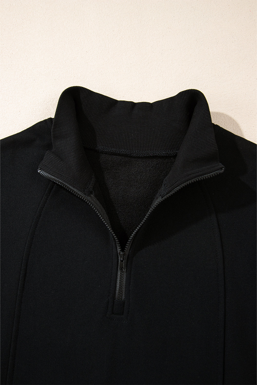 Smoke Gray Zipped Neck Pullover Drop Shoulder Sweatshirt