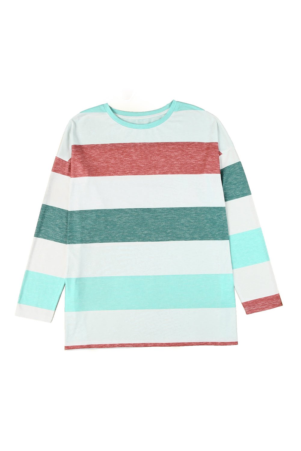 Green Stripe Plus Size Colorblock Pullover Top