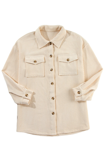 Black Corduroy Flap Pocket Button Up Shacket