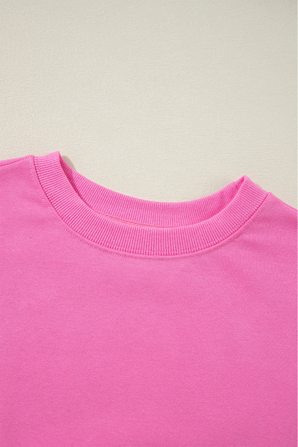 Navy Blue Plain Drop Shoulder Crewneck Pullover Sweatshirt
