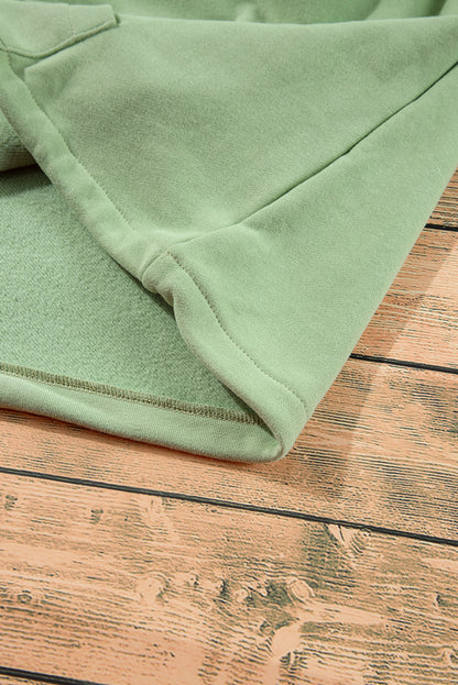 Bonbon Fleece Lined Half Zipper Kangaroo Pockets Loose Hoodie