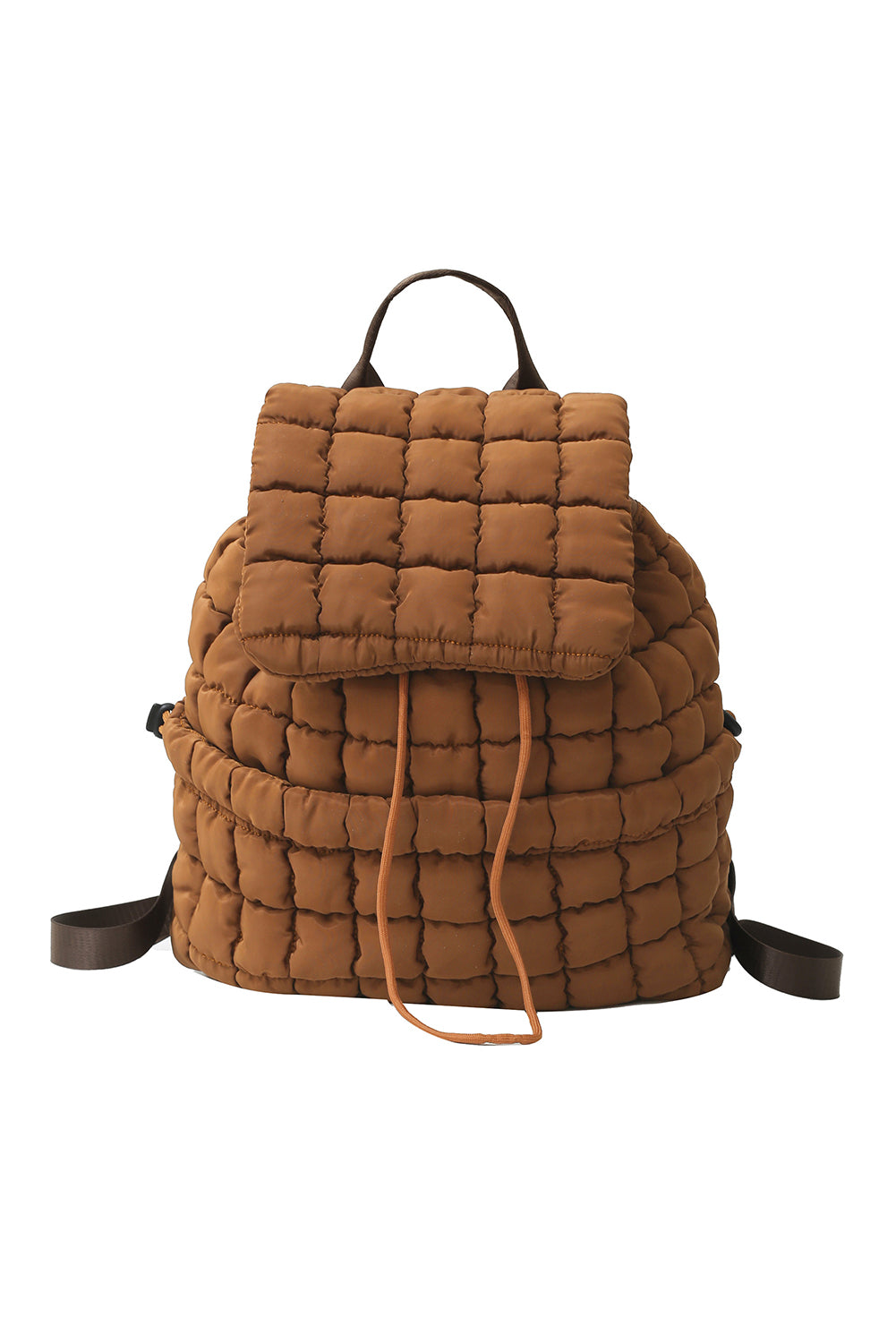 Dusk Blue Solid Flapped Quilted Puffer Backpack