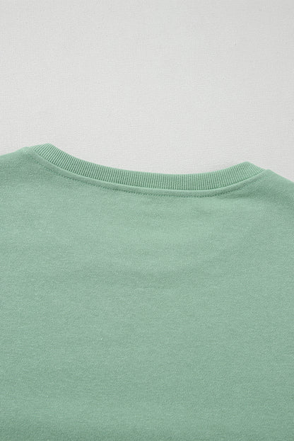 Flamingo Rainbow Striped Sleeve Crew Neck Loose Sweatshirt