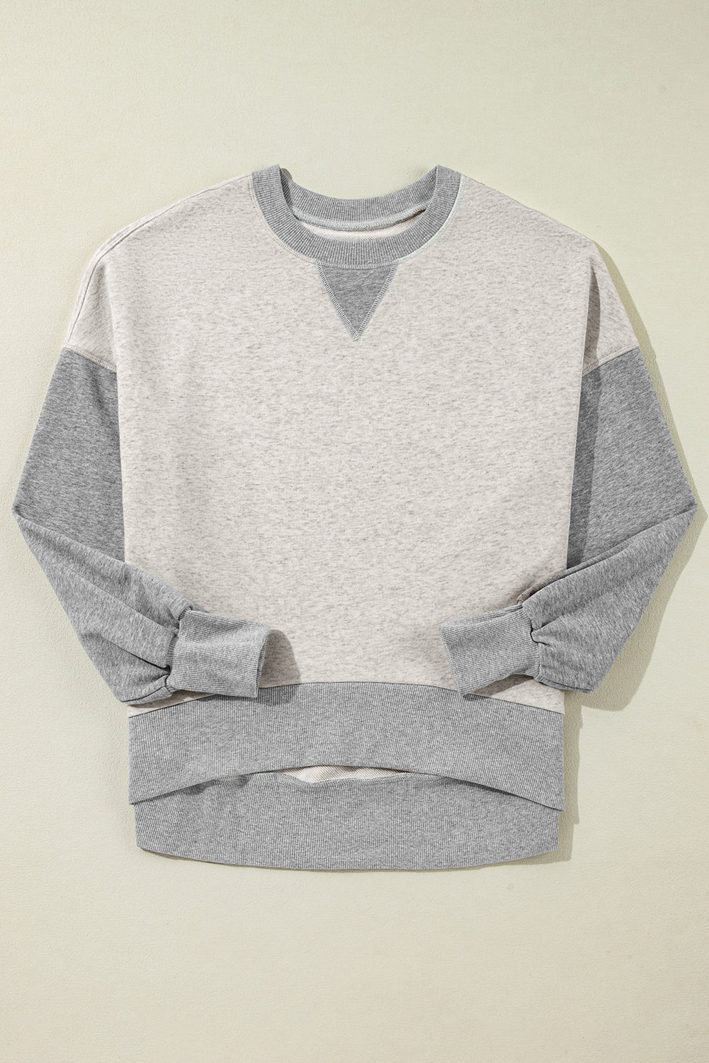 Parchment Color Block Thumbhole Sleeve Drop Shoulder Sweatshirt