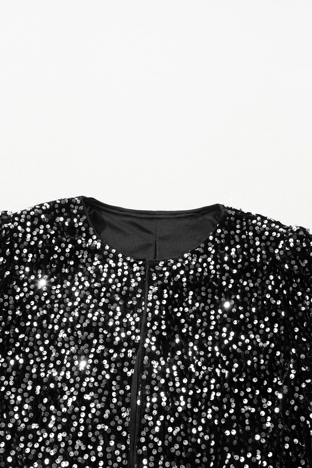 Golden Fleece Sequined Open Front Cropped Jacket
