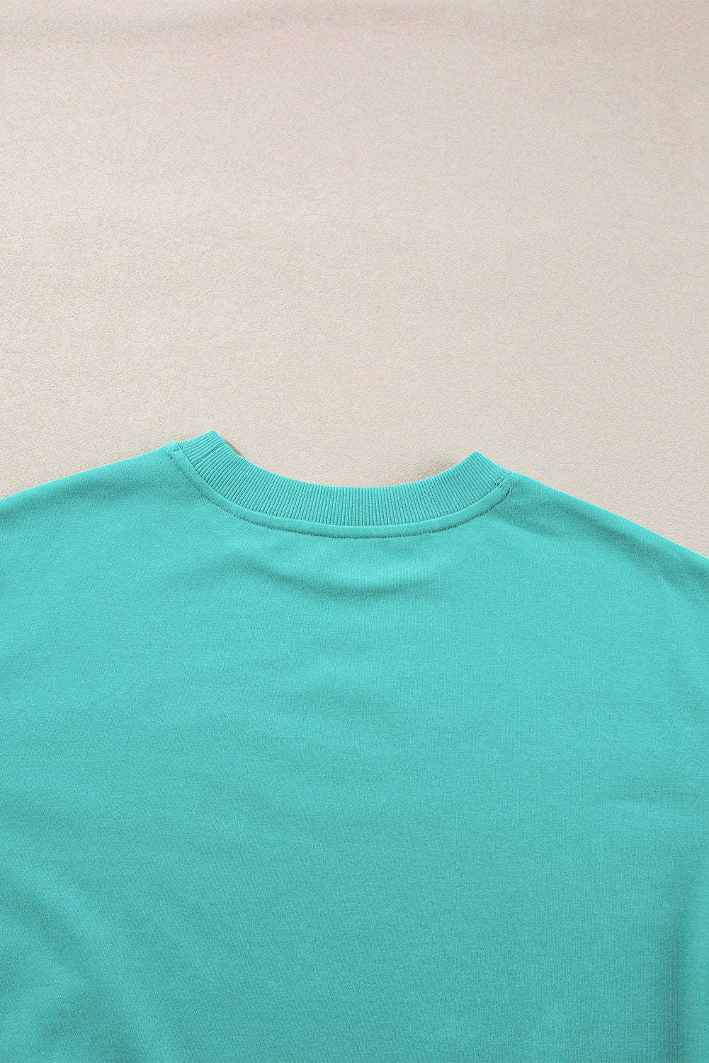 Navy Blue Plain Drop Shoulder Crewneck Pullover Sweatshirt