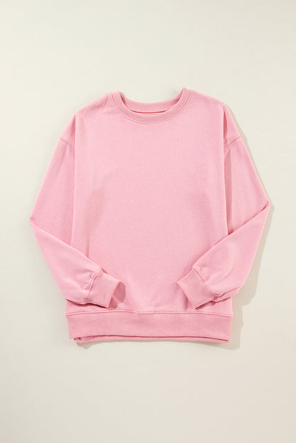 Dark Green Solid Classic Crewneck Pullover Sweatshirt