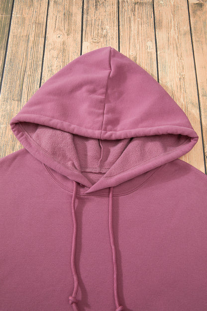 Bonbon Fleece Lined Kangaroo Pocket Drawstring Chunky Hoodie