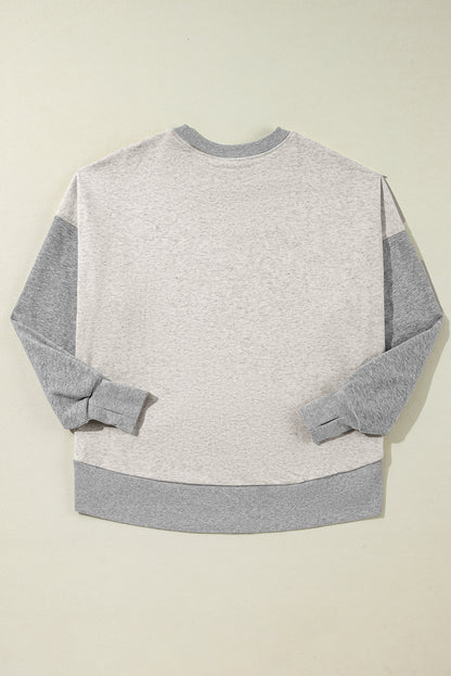 Parchment Color Block Thumbhole Sleeve Drop Shoulder Sweatshirt
