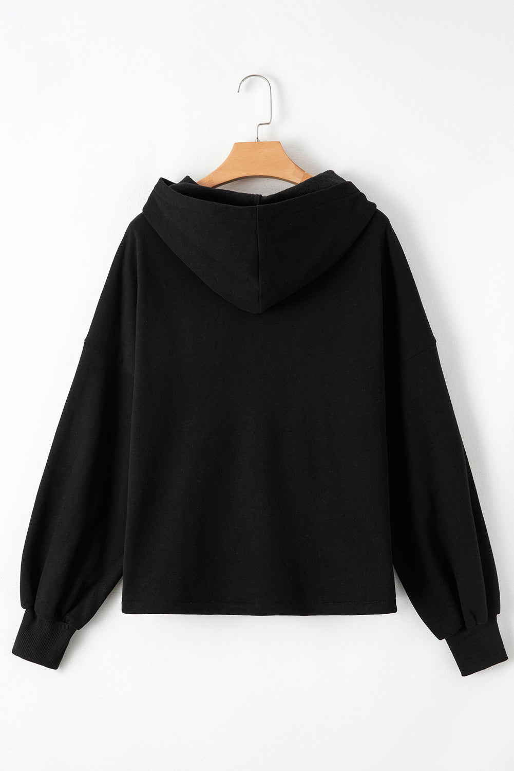 Bonbon Fleece Lined Half Zipper Kangaroo Pockets Loose Hoodie