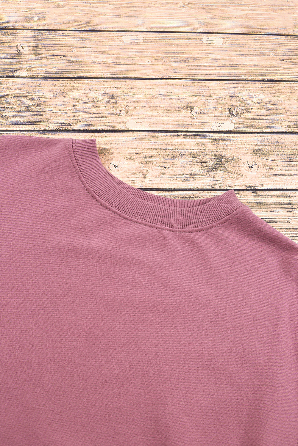 Navy Blue Plain Drop Shoulder Crewneck Pullover Sweatshirt