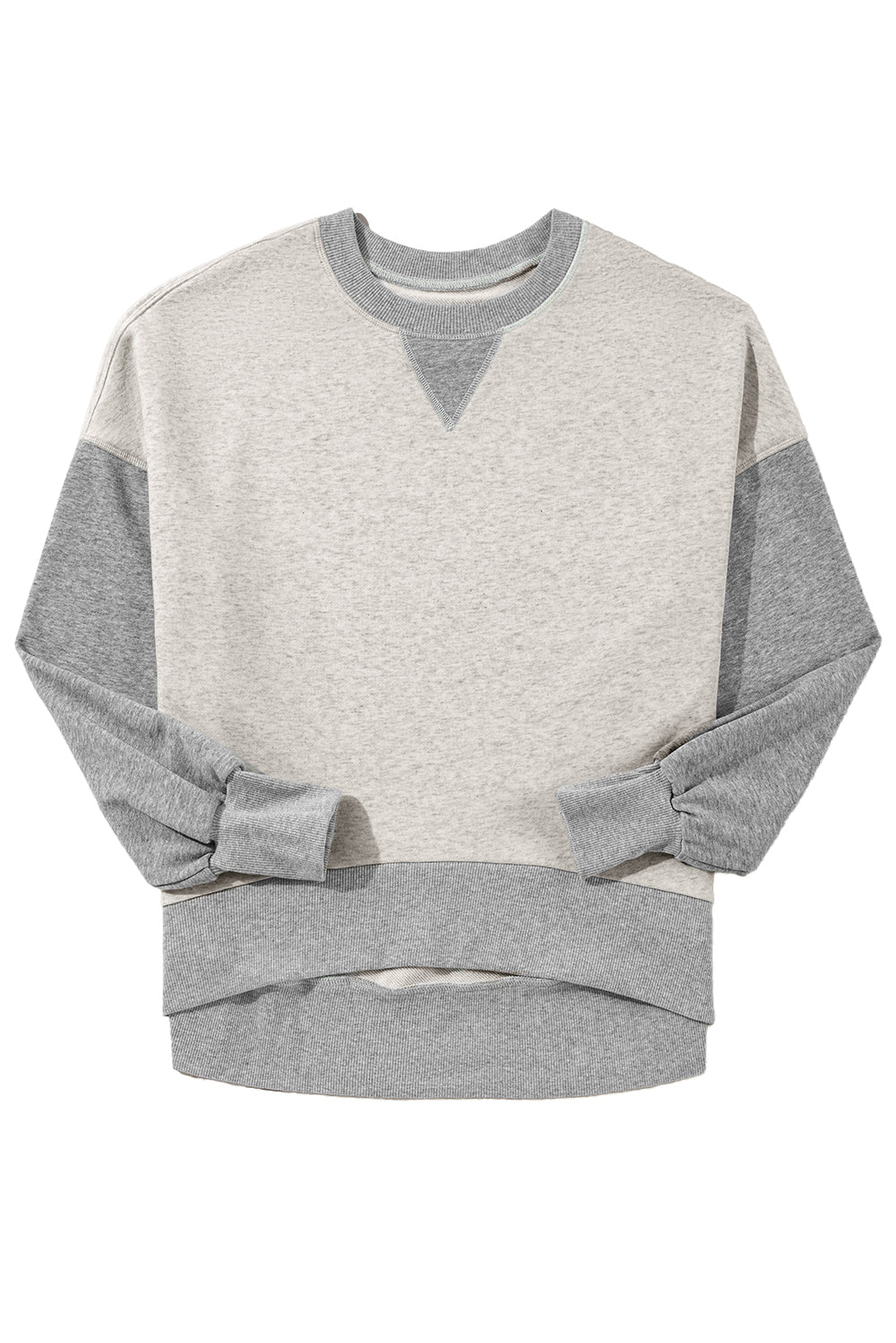 Parchment Color Block Thumbhole Sleeve Drop Shoulder Sweatshirt