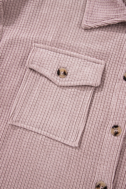 Black Corduroy Flap Pocket Button Up Shacket