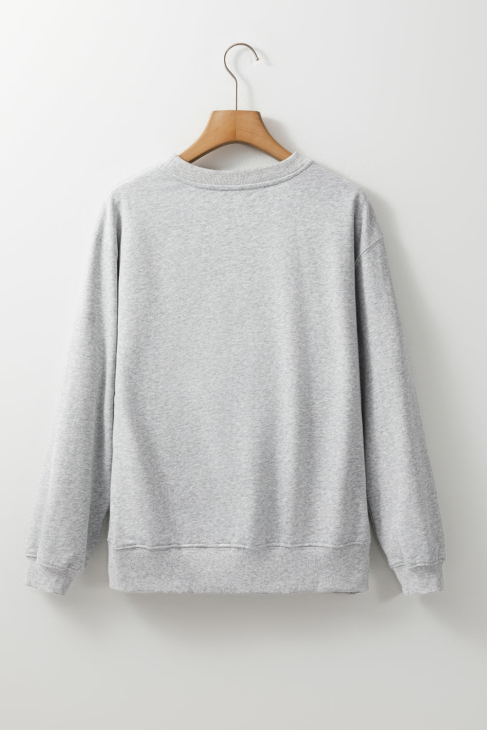 Navy Blue Plain Drop Shoulder Crewneck Pullover Sweatshirt