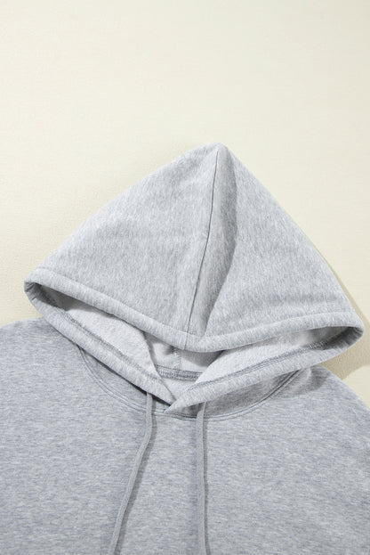 Bonbon Fleece Lined Kangaroo Pocket Drawstring Chunky Hoodie